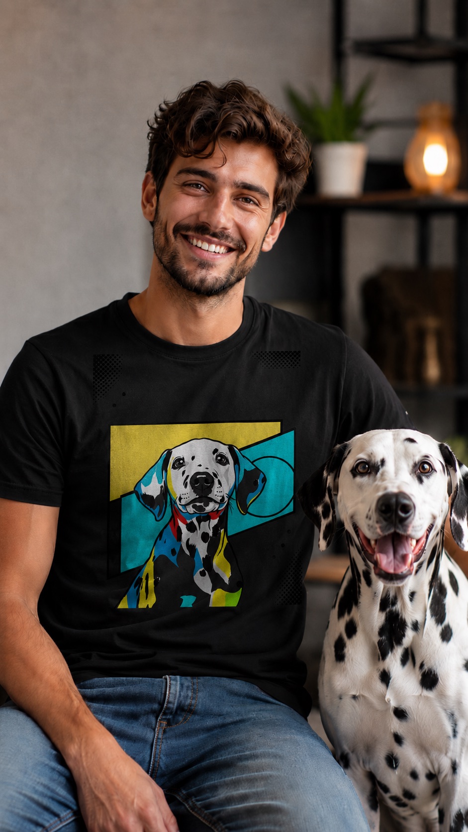 Chico con camiseta personalizada de dálmata