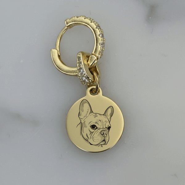 Personalized Pet Line Art Hoop Earring in Gold-Plated Sterling Silver