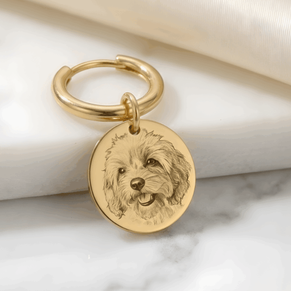 custom dog earring gold steel